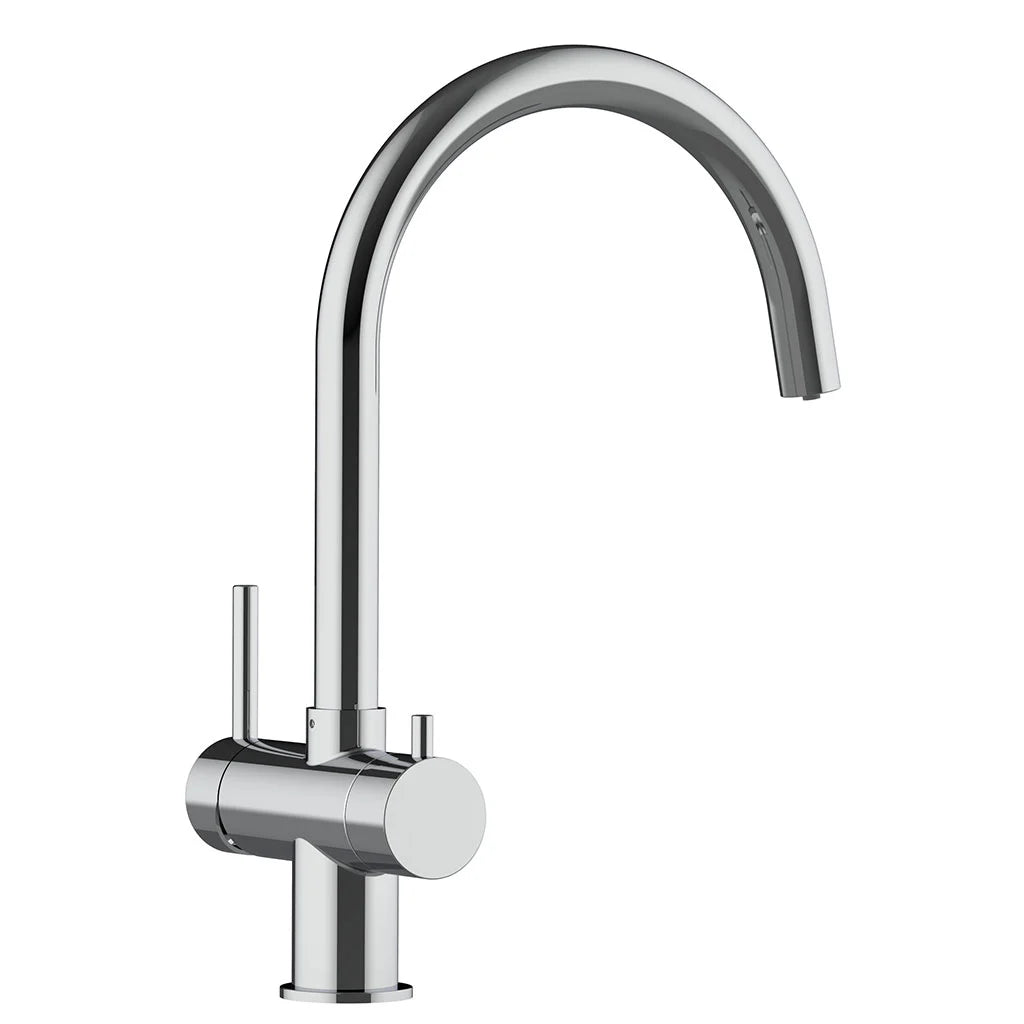 Der Alvito 3 Wege Wasserhahn Furore aus Edelstahl Glänzend für Osmoseanlagen: Als Freisteller von Seite hinten