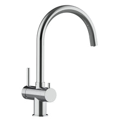 Der Alvito 3 Wege Wasserhahn Furore aus Edelstahl Glänzend für Osmoseanlagen: Als Freisteller von Seite hinten