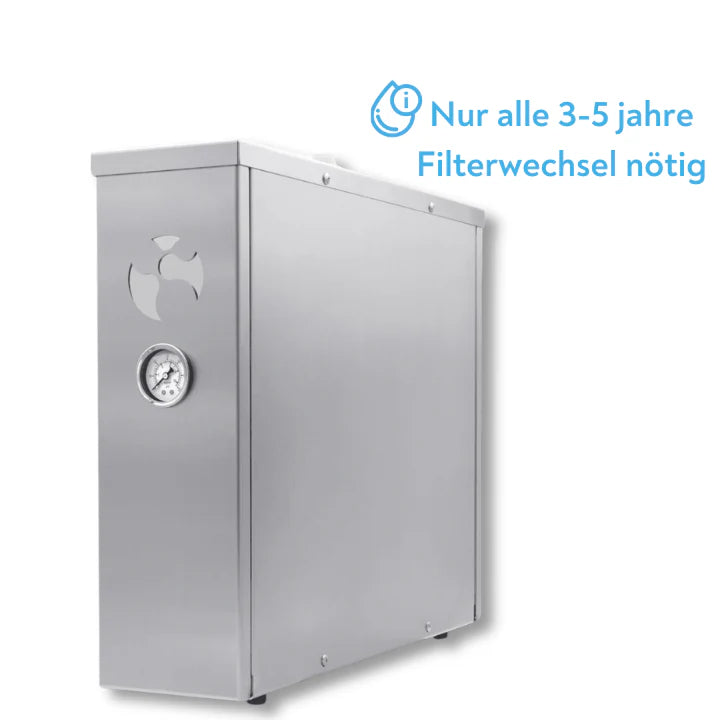Die Umkehrosmoseanlage von Evodrop aus der Schweiz - Der Evofilter Premium - für perfektes Osmosewasser - Filterwechsel erst nach 3 Jahren.