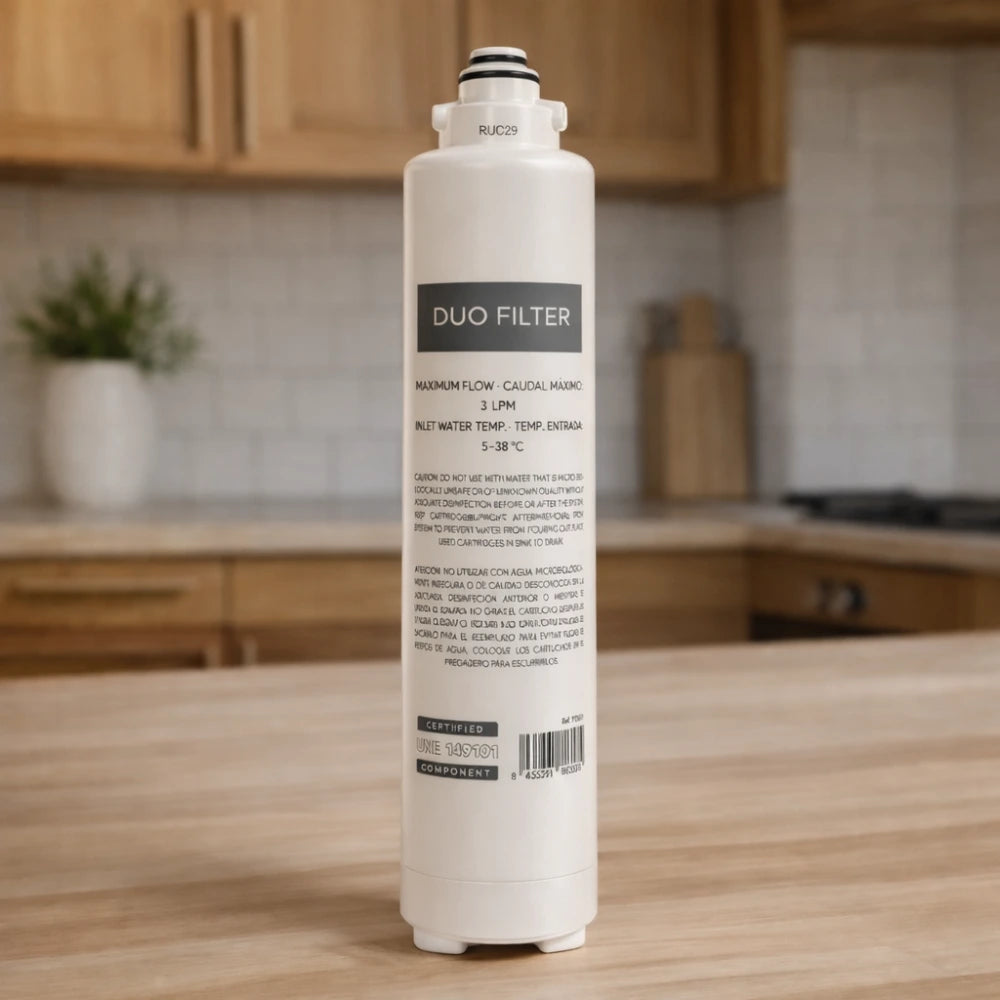 Ersatzfilter (Duo Filter) der H.Preiss WOW Osmoseanlage in der Küche präsentiert