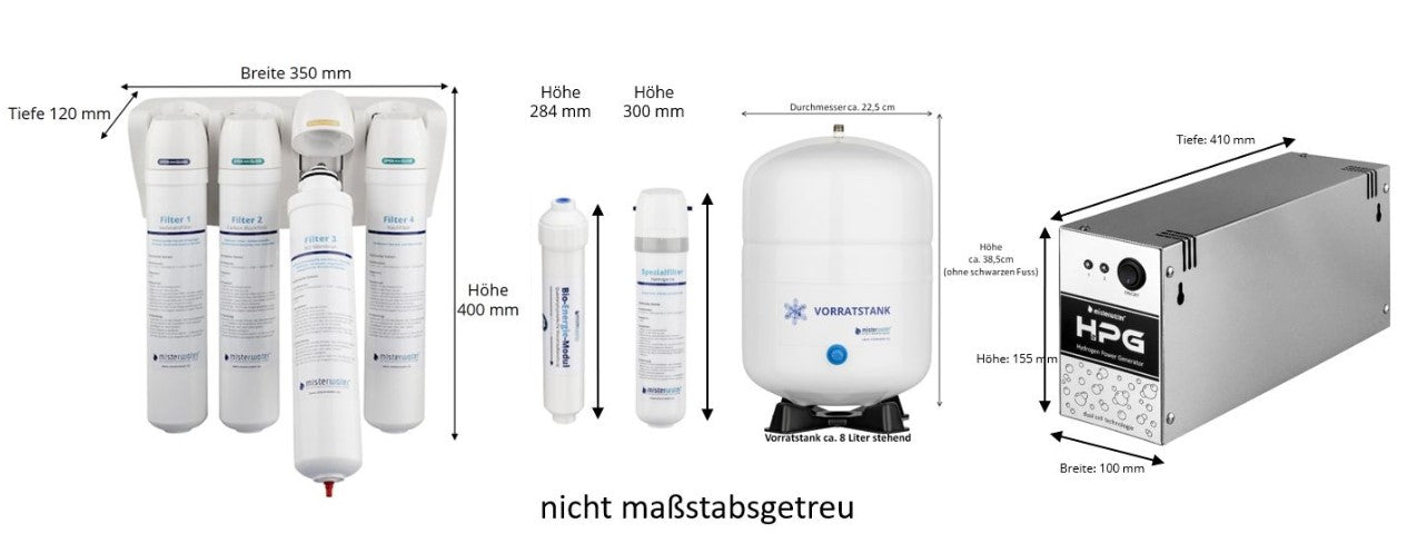 Wasserfiltersystem Futura mit HPG für Wasserstoffwasser - mainwasserfilter.com