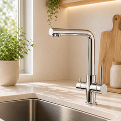 Viziotechnik 5-Wege-Wasserhahn – L-Auslauf – Edelstahl hochglanz – VZFX511100