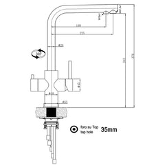 Viziotechnik 5-Wege-Wasserhahn – L-Auslauf – Edelstahl hochglanz – VZFX511100