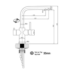 Viziotechnik 5-Wege-Wasserhahn – Kurzversion mit L-Auslauf – Edelstahl hochglanz – VZFX511200