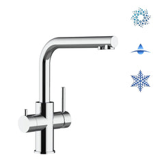 Viziotechnik 5-Wege-Wasserhahn – Kurzversion mit L-Auslauf – Edelstahl hochglanz – VZFX511200