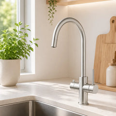 Viziotechnik 5-Wege-Wasserhahn – U-Auslauf – Edelstahl gebürstet – VZFX511380