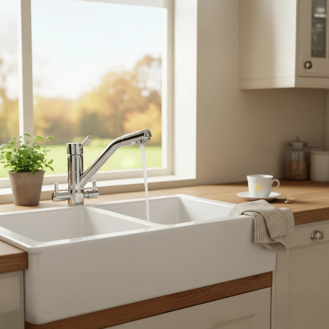 Der Vierwegehahn PRISMA - für Osmoseanlagen und Wasserfilter: Inszeniert in einer Küche
