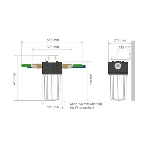 Maunawai, Peka 10, Wasserfilter, Hausfilter, Hausanlage, Maße