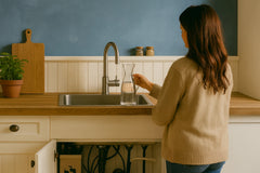 Frau filtert ihr Wasser mit der Evofilter Osmoseanlage von Evodrop