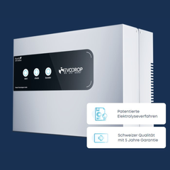 Evodrop Evobooster HPG mit blauem Hintergrund und Zusatzinformationen