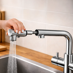 Viziotechnik 4 Wege Wasserhahn mit ausziehbarer Brause – Edelstahl hochglanz – VZFX215000