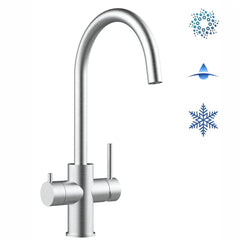 Viziotechnik 5-Wege-Wasserhahn –  U-Auslauf – Edelstahl gebürstet – VZFX511380