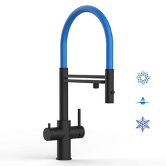 Vizio Technik 5-Wege Küchenarmatur – Edelstahl, 360° schwenkbar, 2-Strahl Handbrause, PVD Schwarz Matt - mainwasserfilter.com