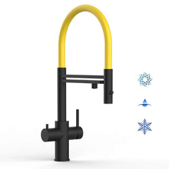 Vizio Technik 5-Wege Küchenarmatur – Edelstahl, 360° schwenkbar, 2-Strahl Handbrause, PVD Schwarz Matt - mainwasserfilter.com