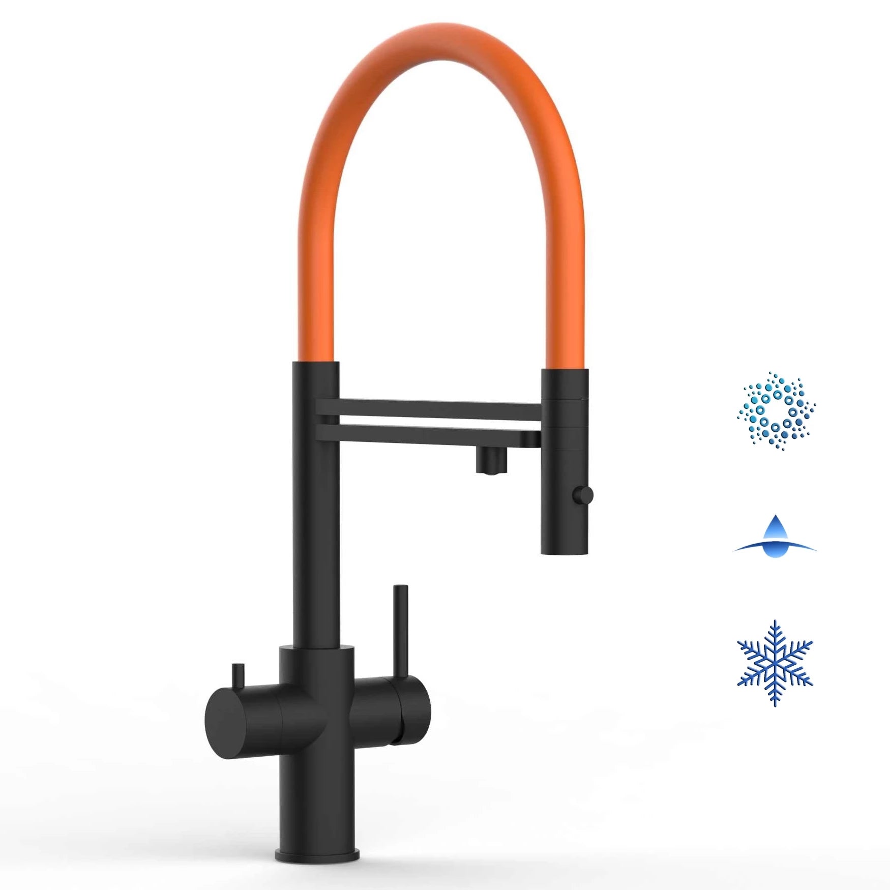 Vizio Technik 5-Wege Küchenarmatur – Edelstahl, 360° schwenkbar, 2-Strahl Handbrause, PVD Schwarz Matt - mainwasserfilter.com