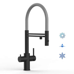 Vizio Technik 5-Wege Küchenarmatur – Edelstahl, 360° schwenkbar, 2-Strahl Handbrause, PVD Schwarz Matt - mainwasserfilter.com