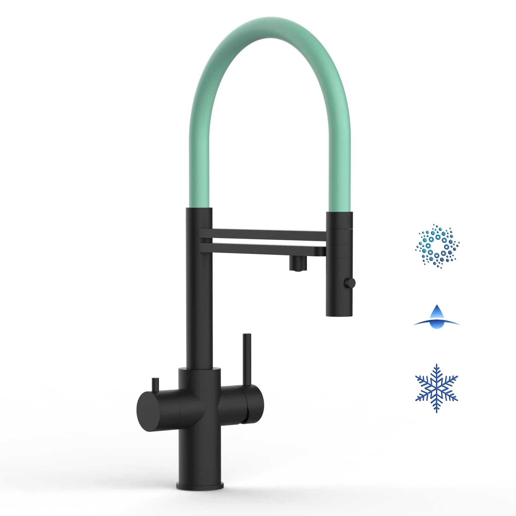 Vizio Technik 5-Wege Küchenarmatur – Edelstahl, 360° schwenkbar, 2-Strahl Handbrause, PVD Schwarz Matt - mainwasserfilter.com
