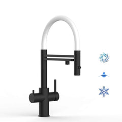 Vizio Technik 5-Wege Küchenarmatur – Edelstahl, 360° schwenkbar, 2-Strahl Handbrause, PVD Schwarz Matt - mainwasserfilter.com