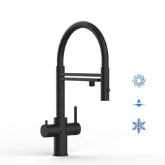 Vizio Technik 5-Wege Küchenarmatur – Edelstahl, 360° schwenkbar, 2-Strahl Handbrause, PVD Schwarz Matt - mainwasserfilter.com
