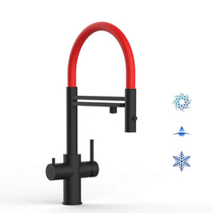 Vizio Technik 5-Wege Küchenarmatur – Edelstahl, 360° schwenkbar, 2-Strahl Handbrause, PVD Schwarz Matt - mainwasserfilter.com
