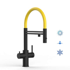 Vizio Technik 5-Wege Küchenarmatur – Edelstahl, 360° schwenkbar, 2-Strahl Handbrause, PVD Schwarz Matt - mainwasserfilter.com