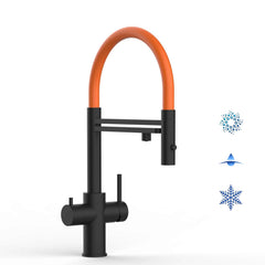 Vizio Technik 5-Wege Küchenarmatur – Edelstahl, 360° schwenkbar, 2-Strahl Handbrause, PVD Schwarz Matt - mainwasserfilter.com