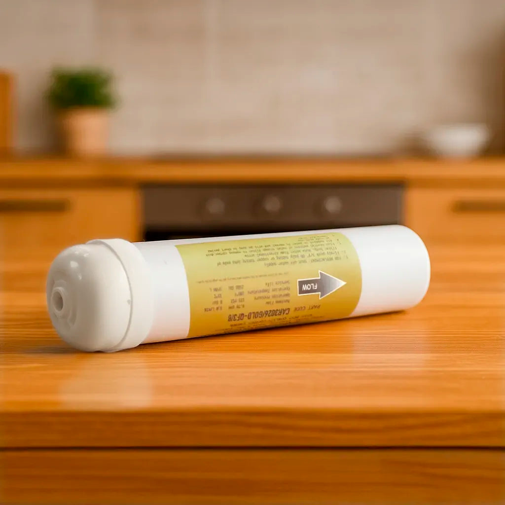 Ersatzfilter Vorfilter Pi Power Compact 450 Osmoseanlage - präsentiert auf Tischplatte
