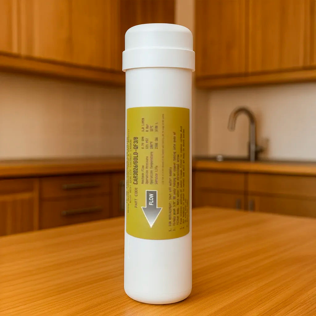 Ersatzfilter Vorfilter/Aktivkohlefilter für Pi Power Compact 450 Osmoseanlage - stehend auf Tischplatte
