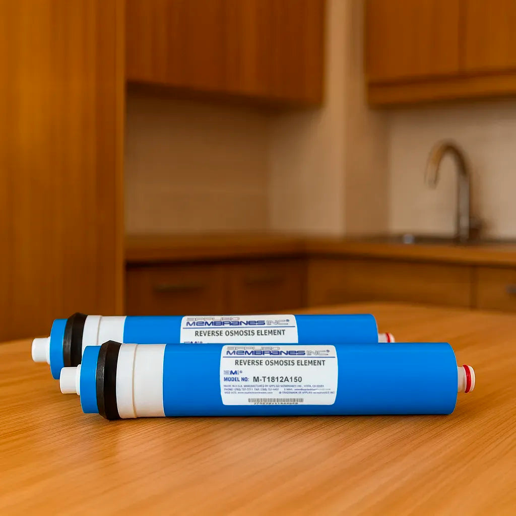 Osmose Membranen für PI-Power Compact 300 Osmoseanlage– Ersatzfilter 150 GPD - präsentiert auf Tischplatte