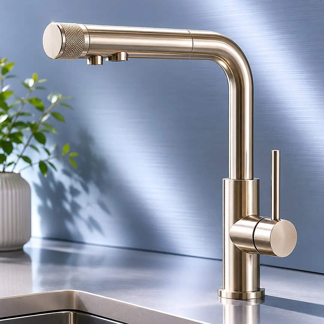 Misterwater 3 Wege Wasserhahn aus Edelstahl Medusa - in einer modernen Küche