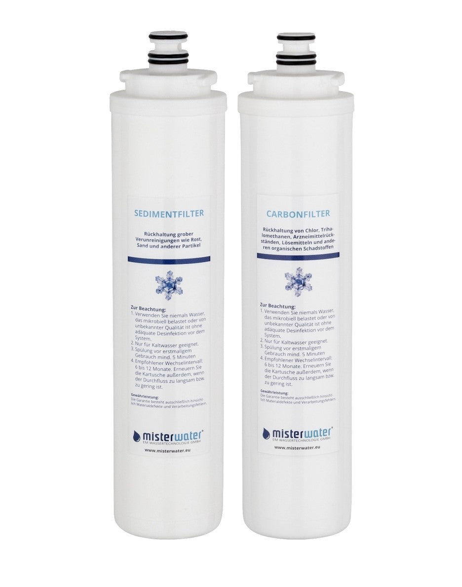 Misterwater Ersatzfilter: Sedimentfilter und Aktivkkohlefilter für Blanca Pro - als Freisteller