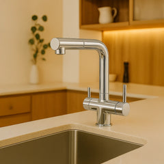 Evodrop 416 – 4-Wege Wasserhahn mit ausziehbarer Brause – Messing verchromt