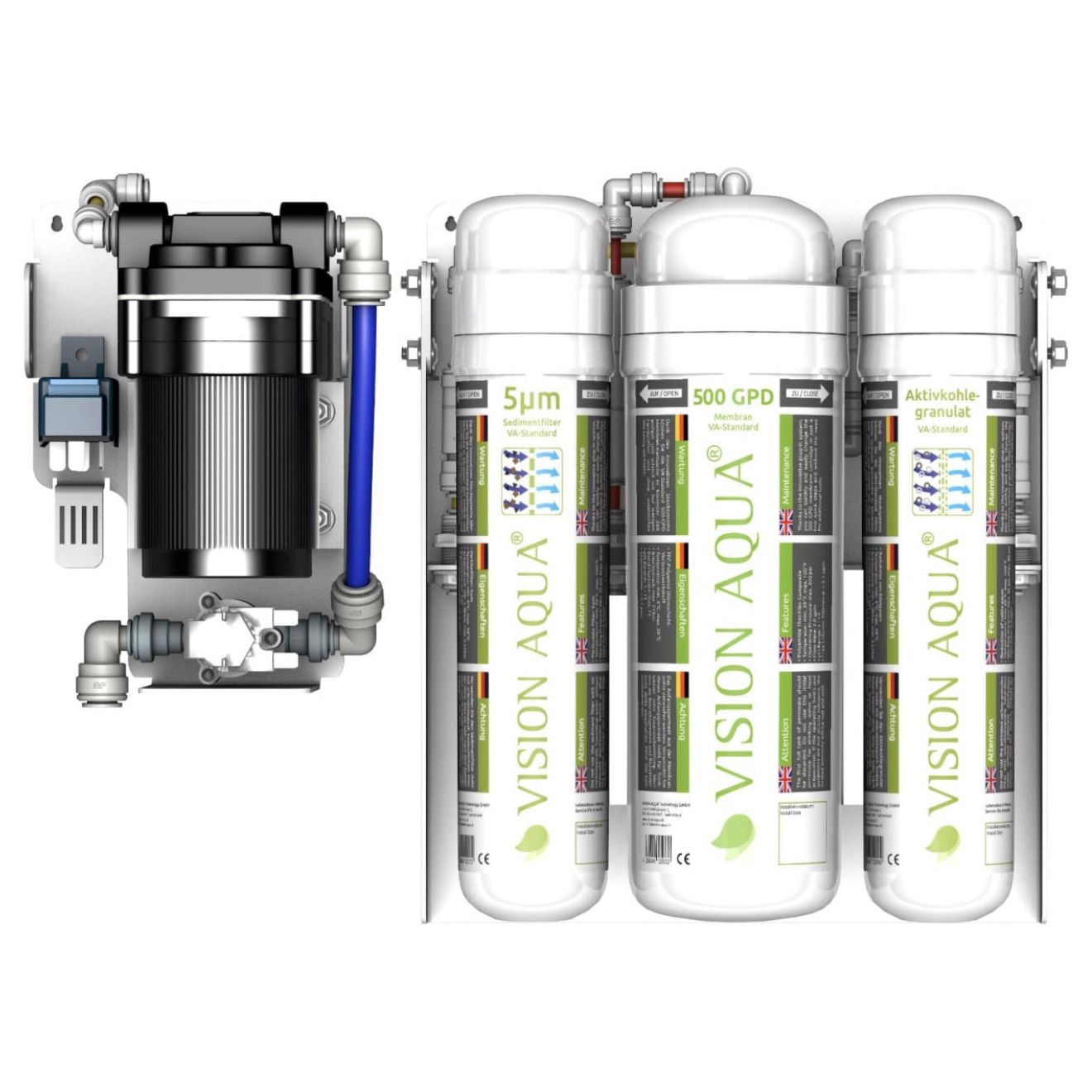 VisionAqua, Oudoor Reiseanlage Umkehrosmose Wasserfilter, Trinkwasser, Haltbares Wasser, Filter
